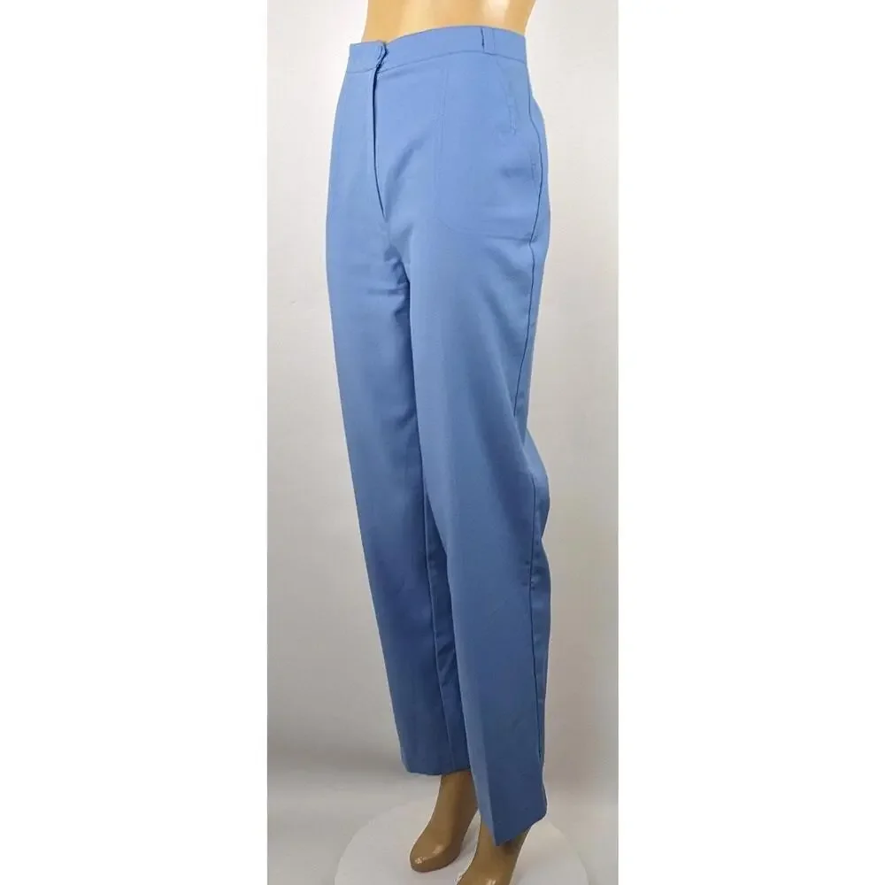 Alpaq powder blue 70s pants vintage high‎ waist trousers flare leg - Picture 7 of 9